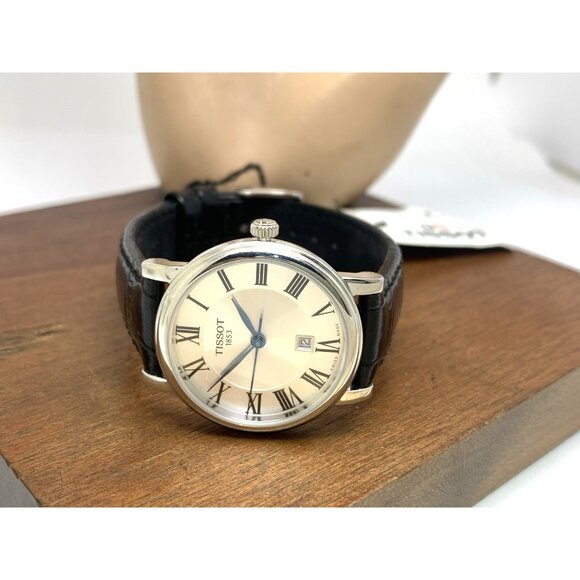 Tissot Women's Watch T1222101603300 Swiss Quartz Silver Dial Black Leather 30mm - Picture 8 of 14